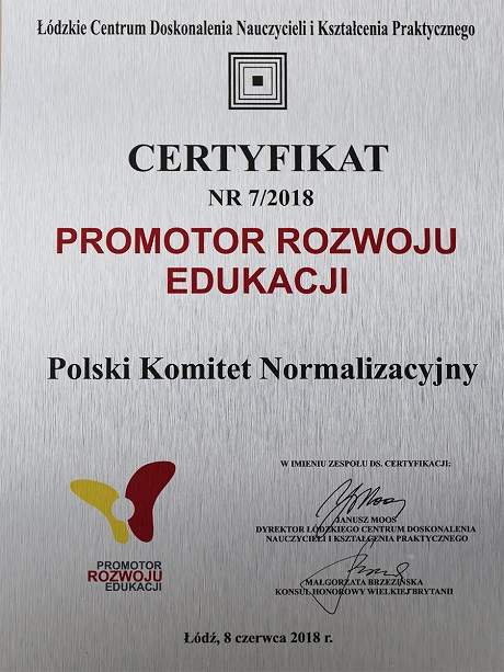Certyfikat Promotora Rozwoju Edukacji