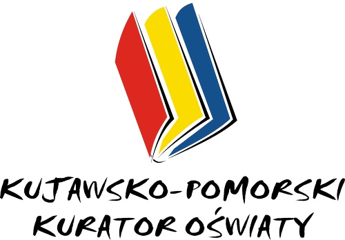 Czerwono-żółto-niebieskie logo Kujawsko Pomorskiego Kuratorium Oświaty